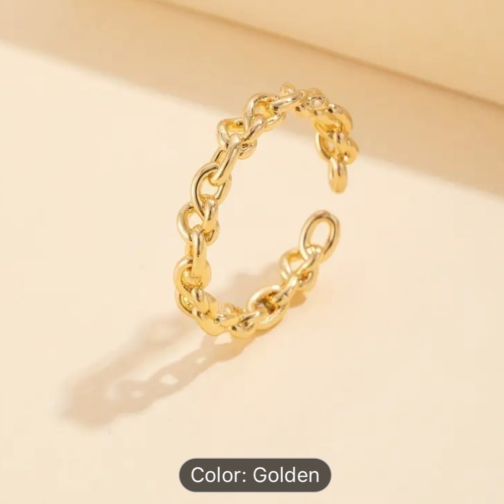 3/$25 Golden Irregular Chain Link Open Ring Size is Adjustable Unisex Metal - Picture 2 of 7